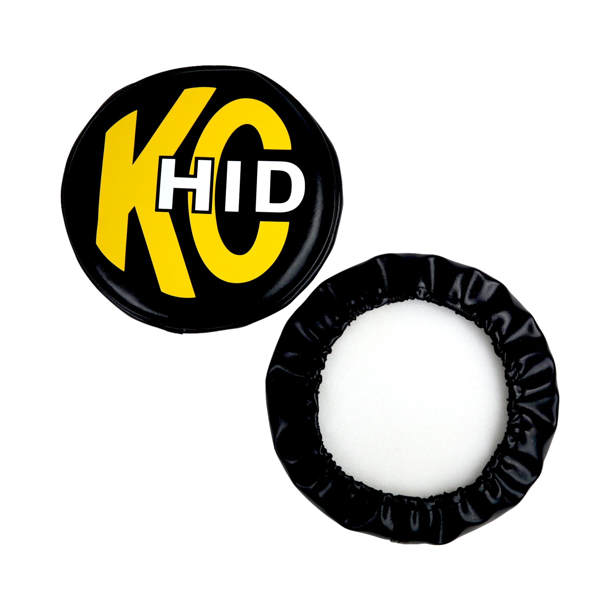 8" Light Cover - Soft Vinyl - Pair - Black w/ Yellow KC HID Logo - #5818